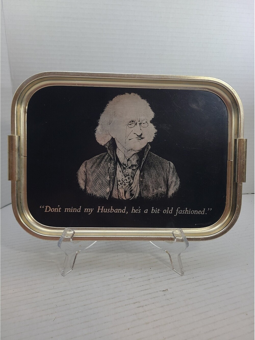 Mid Century Modern Vintage Woodmet Limited England Don't Mind My Husband Tray